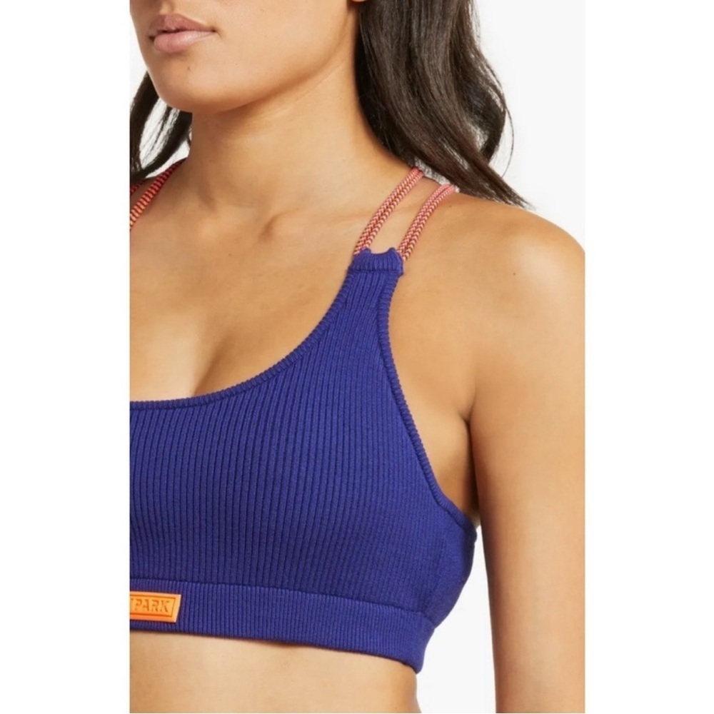 IVY PARK X adidas Ribbed Knit Legacy Indigo Sports Bra Top | Size Large - Picture 2 of 8